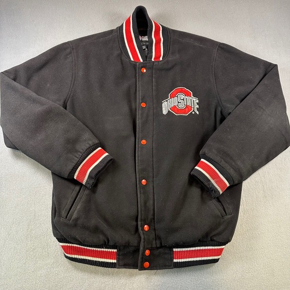 G-III Sports by Carl Banks Other - G-III Ohio State Buckeyes Varsity Bomber Jacket Mens Medium Black Red Wool Snap